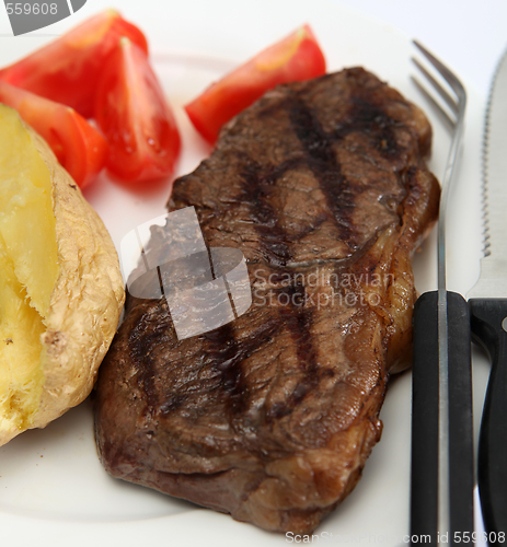 Image of Broiled New York steak and veg