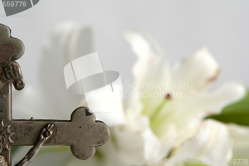 Image of Cross and easter lilies