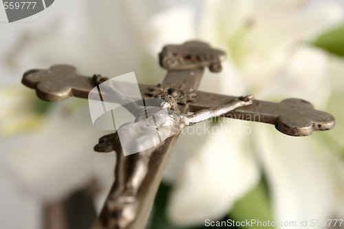 Image of Cross and easter lilies