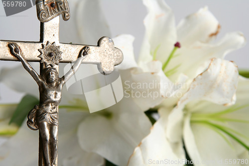 Image of Cross and easter lilies