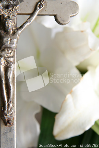 Image of Cross and easter lilies