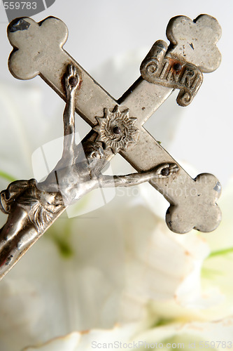 Image of Cross and easter lilies