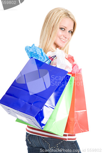 Image of Shopping caucasian girl