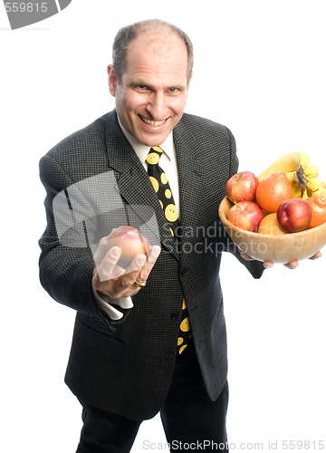 Image of man with fresh fruit in bowl