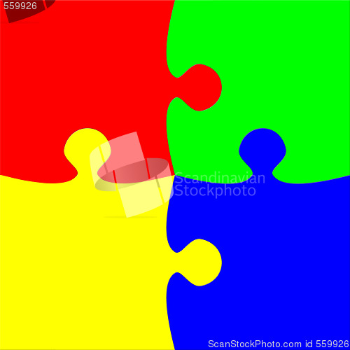 Image of Colorful four pieces puzzle