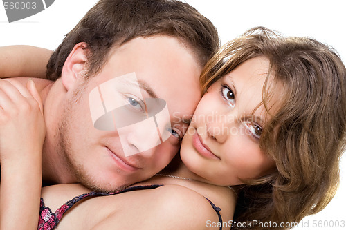 Image of Portrait of the young beautiful couple. Isolated