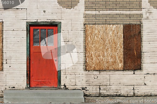 Image of old red door