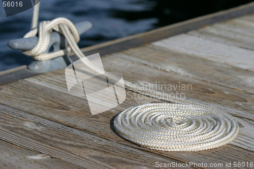 Image of coiled rope and cleat