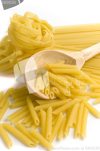 Image of pasta in wooden