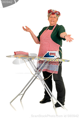 Image of Housewife ironing