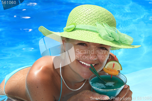 Image of Woman in blue pool