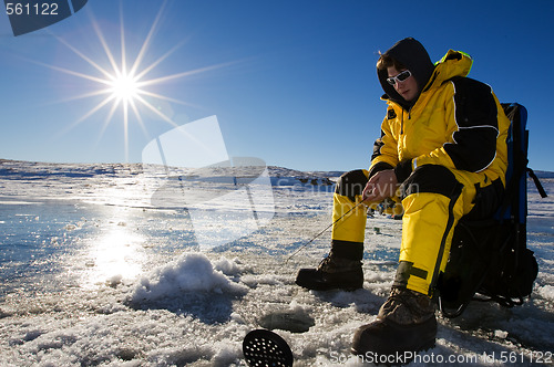 Image of Sunny ice fishing