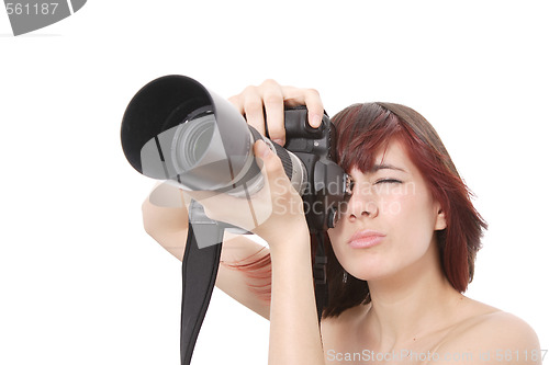 Image of girl with digital slr camera