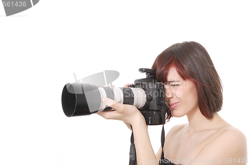Image of girl with digital slr camera