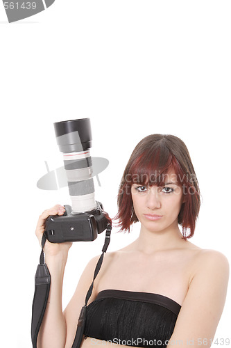 Image of girl with digital slr camera