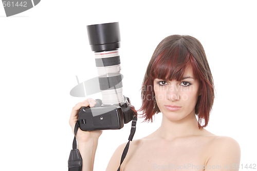 Image of girl with digital slr camera