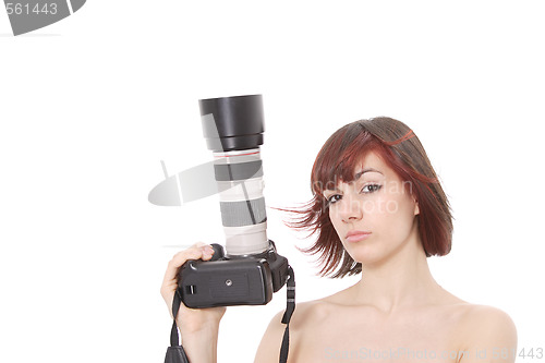 Image of girl with digital slr camera