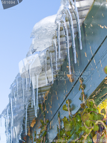 Image of Ice hanging from a roof