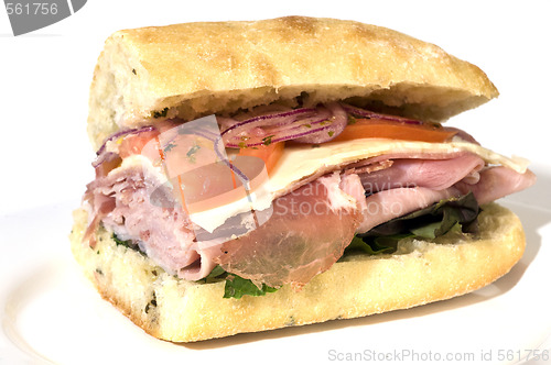 Image of gourmet italina salami prosciutto sandwich