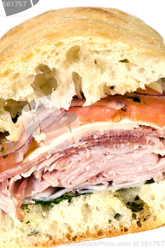 Image of gourmet italina salami prosciutto sandwich