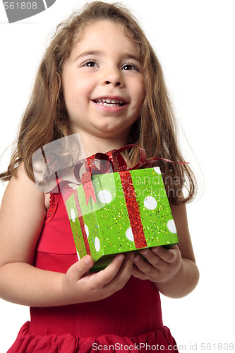 Image of Excited girl holding a present