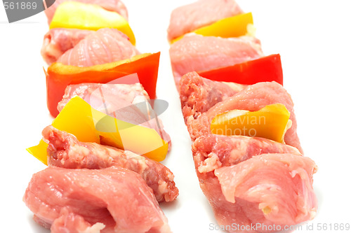 Image of Raw meat on skewers