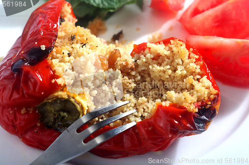 Image of Cous-cous stuffed peppers close-up