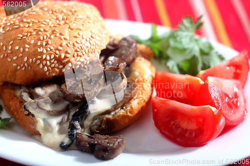 Image of Cheese and mushroom burger