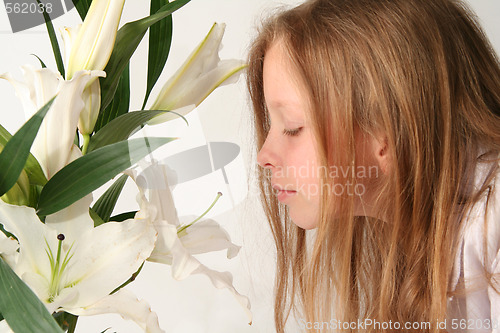 Image of Girl and lilies