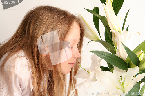 Image of Girl and lilies
