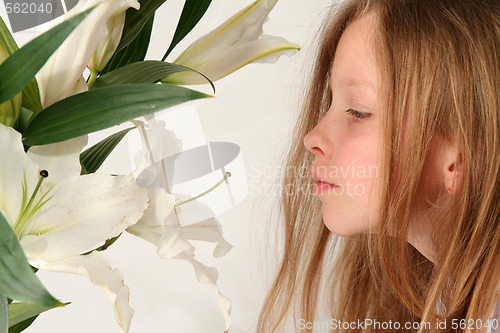 Image of Girl and lilies