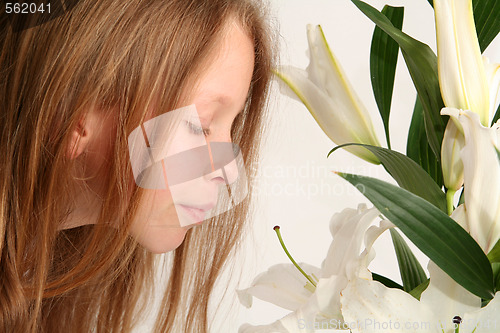 Image of Girl and lilies