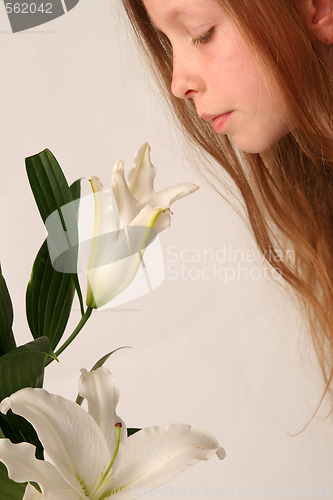 Image of Girl and lilies