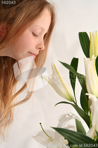 Image of Girl and lilies