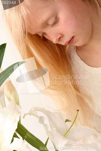 Image of Girl and lilies