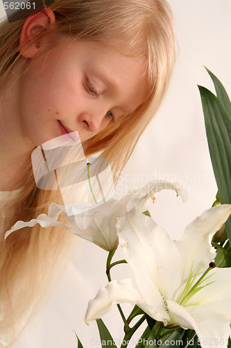 Image of Girl and lilies