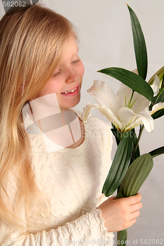 Image of Girl and lilies