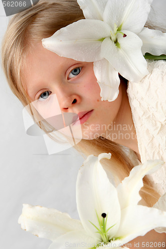 Image of Girl and lilies