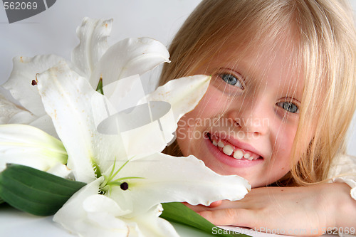 Image of Girl and lilies