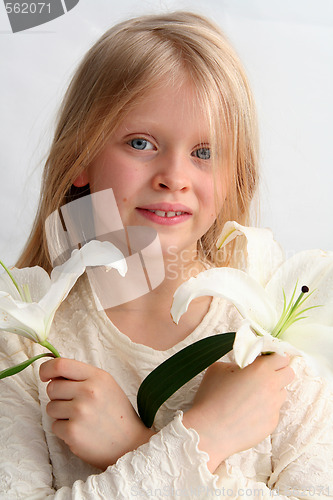 Image of Girl and lilies