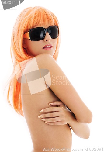 Image of girl in shades with orange hair