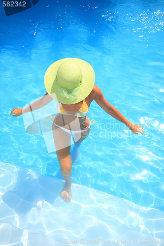 Image of Young woman in a swimming pool