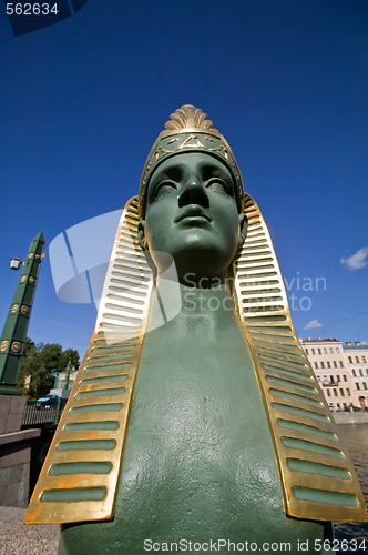 Image of Egyptian bridge. Sphinx.