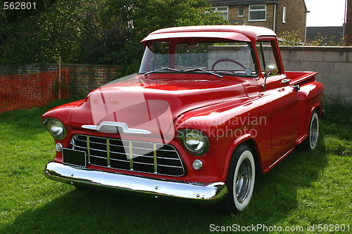 Image of classical truck in bright red