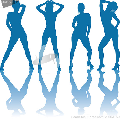 Image of Dancing nudes girls silhouettes