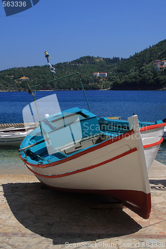 Image of Fishing boat on the Ionian island of Lefkas Greece