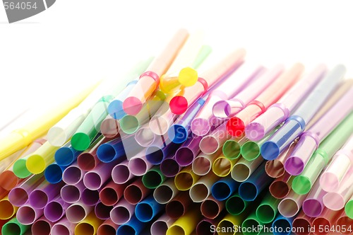 Image of many color cocktail straws isolated on white