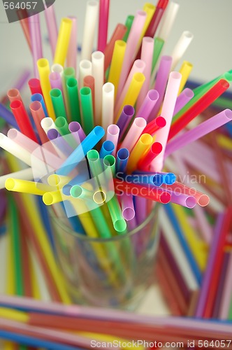 Image of many color cocktail straws isolated on white