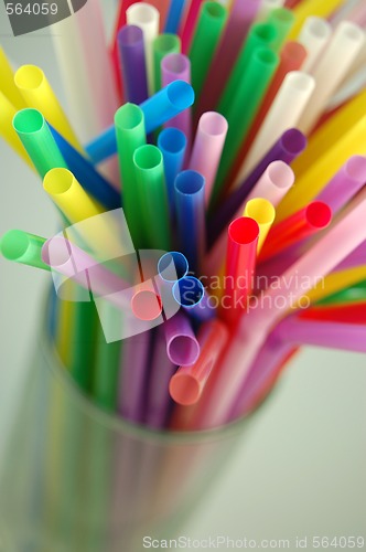 Image of many color cocktail straws isolated on white