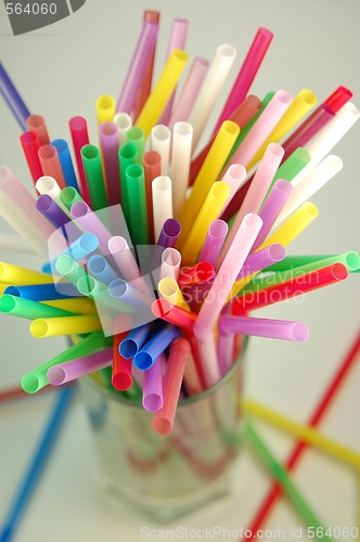 Image of many color cocktail straws isolated on white